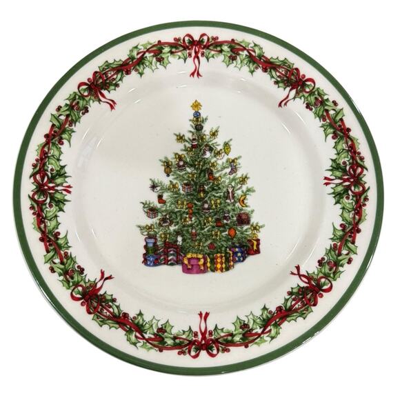Christopher Radko Holiday Celebrations Christmas Tree Salad Dessert Plate Set 8" - Picture 7 of 12